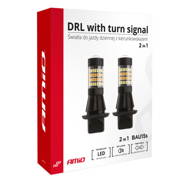 Amio PY21W 12V BAU15s DRL 2 ΣΕ 1 ΛΕΥΚΟ/ΠΟΡΤΟΚΑΛΙ CAN-BUS 2x96 SMD 3014 2ΤΕΜ. - Image 4
