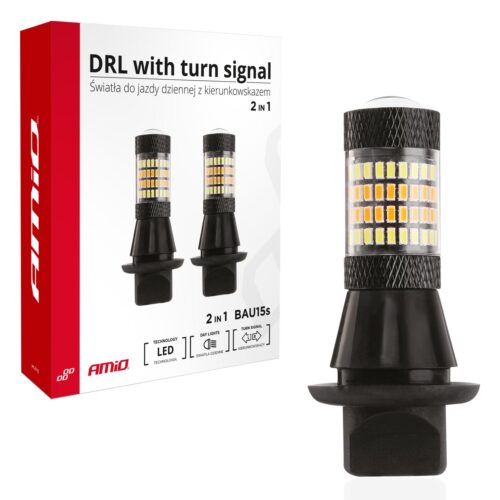 Amio PY21W 12V BAU15s DRL 2 ΣΕ 1 ΛΕΥΚΟ/ΠΟΡΤΟΚΑΛΙ CAN-BUS 2×96 SMD 3014 2ΤΕΜ.