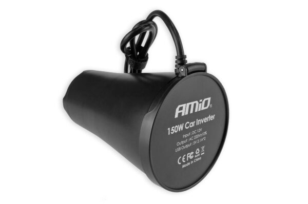 Amio INVERTER ΠΟΤΗΡΟΘΗΚΗΣ 12>230V max150W-peak300W ΜΕ 2 USB 4800mA ΚΑΙ ΑΝΤΑΠΤΟΡΑ ΑΝΑΠΤΗΡΑ 12V - Image 2