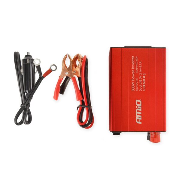 Amio INVERTER 12-230V max300W-peak600W +2USB PI03 AMiO – 1 ΤΕΜ. - Image 4
