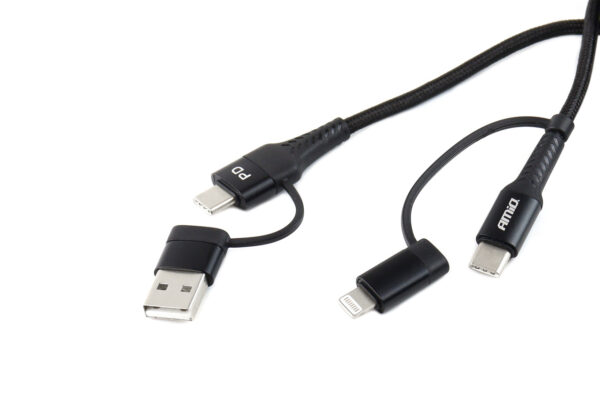 Amio ΚΑΛΩΔΙΟ ΦΟΡΤΙΣΗΣ ΚΑΙ ΣΥΓΧΡΟΝΙΣΜΟΥ USB C/USB C iOs/USB A 100cm FullLINK UC-15 AMIO - Image 3