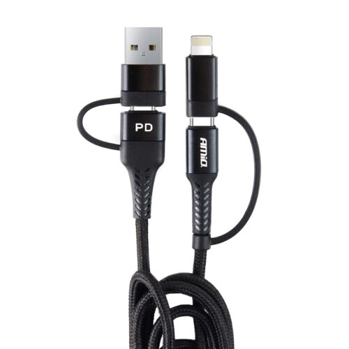 Amio ΚΑΛΩΔΙΟ ΦΟΡΤΙΣΗΣ ΚΑΙ ΣΥΓΧΡΟΝΙΣΜΟΥ USB C/USB C iOs/USB A 100cm FullLINK UC-15 AMIO