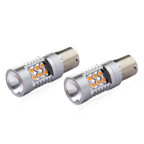 Amio PY21W 12/24V 6.000k 0.54A - 6.48W 800lm LED 24xSMD3030 CAN-BUS ΠΟΡΤΟΚΑΛΙ 18x56mm  AMIO -2 ΤΕΜ.