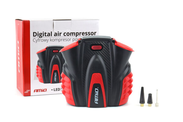 Amio ΚΟΜΠΡΕΣΕΡ ΑΕΡΑ 12V 10bar/150psi ΜΕ 3 ΑΝΤΑΠΤΟΡΕΣ ΚΑΙ ΨΗΦΙΑΚΗ ΕΝΔΕΙΞΗ ACOMP-16 AMIO