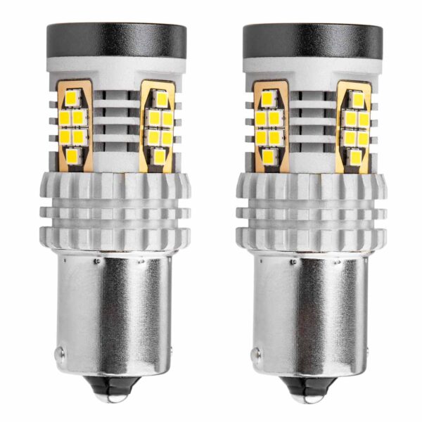 Amio ΛΑΜΠΑΚΙΑ ΜΟΝΟΠΟΛΙΚΑ LED ΛΕΥΚΑ CAN-BUS P21W BA15S 12/24V 24xSMD 3020 ΑMiO - 2 TEM.