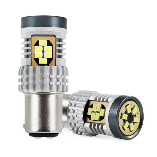 Amio ΛΑΜΠΑΚΙΑ ΔΙΠΟΛΙΚΑ LED ΛΕΥΚΑ CAN-BUS P21/5w BAY15D 12/24V 24xSMD 3020 ΑMiO - 2 TEM. - Image 2