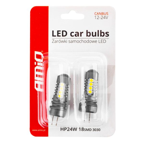 Amio ΛΑΜΠΑΚΙΑ HP24W 12/24V 18xSMD 3030 LED ΛΕΥΚΑ CAN-BUS ΑMiO - 2 TEM. - Image 3