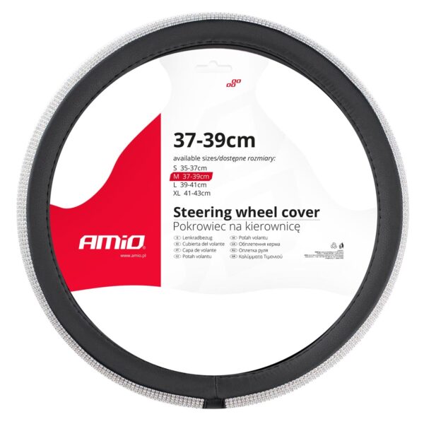 Amio ΚΑΛΥΜΜΑ ΤΙΜΟΝΙΟΥ SWC-35 M 37-39cm ΣΕ ΜΑΥΡΟ ΧΡΩΜΑ  ΜΕ ΠΕΡΙΜΕΤΡΙΚΑ STRASS ΑΜΙΟ - 1 ΤΕΜ.