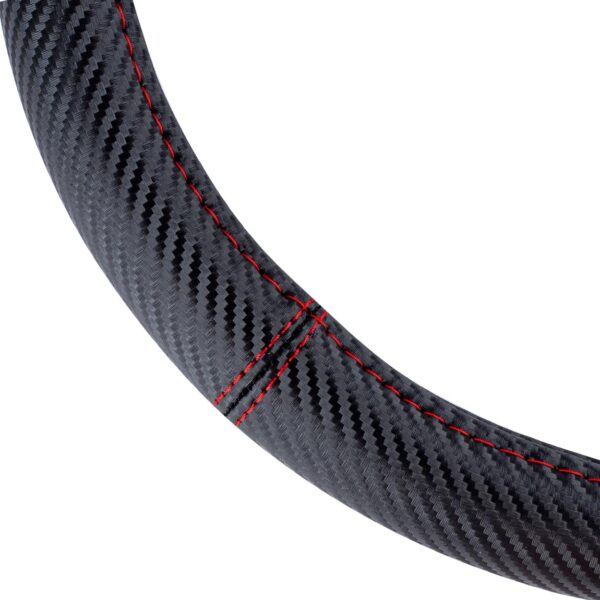 Amio ΚΑΛΥΜΜΑ ΤΙΜΟΝΙΟΥ SWC-38 M 37-39cm ΣΕ ΜΑΥΡΟ CARBON ΧΡΩΜΑ ΜΕ ΚΟΚΚΙΝΗ ΡΑΦΗ ΑΜΙΟ - 1 ΤΕΜ. - Image 2