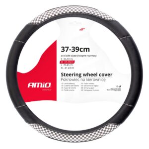 Amio ΚΑΛΥΜΜΑ ΤΙΜΟΝΙΟΥ 37/39CM SWC-39-M ΜΑΥΡΟ ΜΕ ΛΕΥΚΗ ΡΑΦΗ ΔΕΡΜΑΤΙΝΗ ( ΚΑΡΟ ΣΗΜΑΙΑ) AMIO - 1 ΤΕΜ.