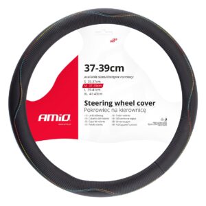 Amio ΚΑΛΥΜΜΑ ΤΙΜΟΝΙΟΥ 37/39CM SWC-42-M ΜΑΥΡΟ ΔΕΡΜΑΤΙΝΗ ΜΕ ΧΡΩΜΑΤΙΣΤΗ ΡΑΦΗ AMIO - 1 ΤΕΜ.