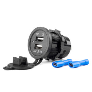 Amio ΠΡΙΖΑ ΜΕ 2 ΘΥΡΕΣ USB ΚΑΙ ΚΑΠΑΚΙ ΜΑΥΡΗ 12/24V  5V 3.1A Φ37 mmχ51mm MOD-03
