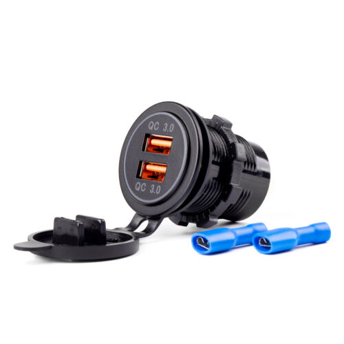 Amio ΠΡΙΖΑ ΦΟΡΤΙΣΗΣ ΜΕ 2 ΘΥΡΕΣ USB 12/24V 3.0A Φ37mmX51mm QUICK CHARGE 12/24V MOD-05