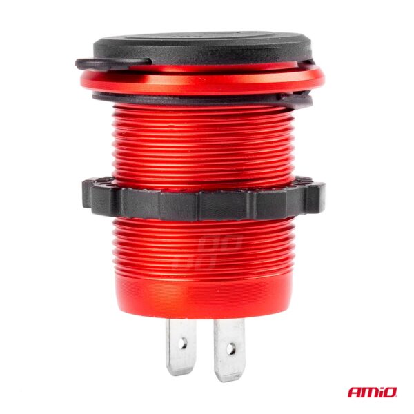 Amio ΠΡΙΖΑ ΦΟΡΤΙΣΗΣ ΜΕ 2 ΘΥΡΕΣ USB + TYPE C ΚΑΙ ΚΑΠΑΚΙ ΚΟΚΚΙΝΗ 12/24V 5-12V 3.0A QUICK CHARGER MOD-09 AMIO -1 ΤΕΜ. - Image 3