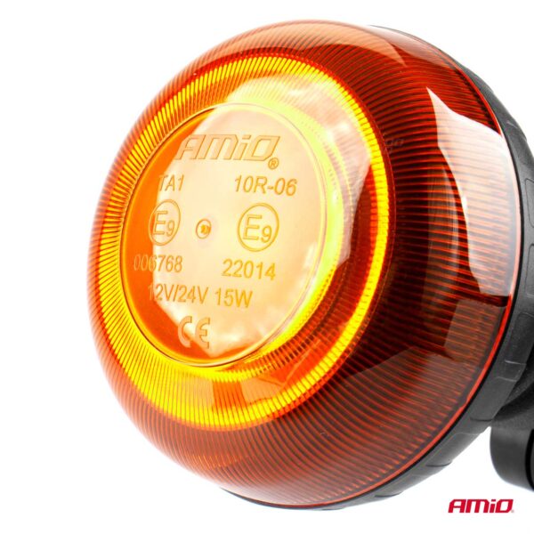 Amio ΦΑΡΟΣ ΠΕΡΙΣΤΡΕΦΟΜΕΝΟΣ LED MINI 12/24V 18SMD ΕΛΑΣΤΙΚΟΣ ΒΙΔΩΤΟΣ ΠΟΡΤΟΚΑΛΙ 138x86mm AMIO -1 ΤΕΜ. - Image 2