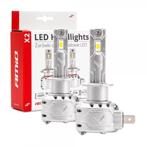 Amio ΛΑΜΠΕΣ H1 LED CAN BUS  X2 SERIES ΜΕ ΑΝΕΜΙΣΤΗΡΑΚΙ H1 10-16V 72W 6.500K 7.920lm +400% ΑMiO – 2 TEM.