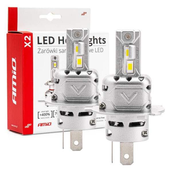 Amio ΛΑΜΠΕΣ LED H4 10-16V 72W 6.500K 7920lm CANBUS (ΑΝΕΜΙΣΤΗΡΑΚΙ) X2 SERIES AMIO - 2ΤΕΜ.