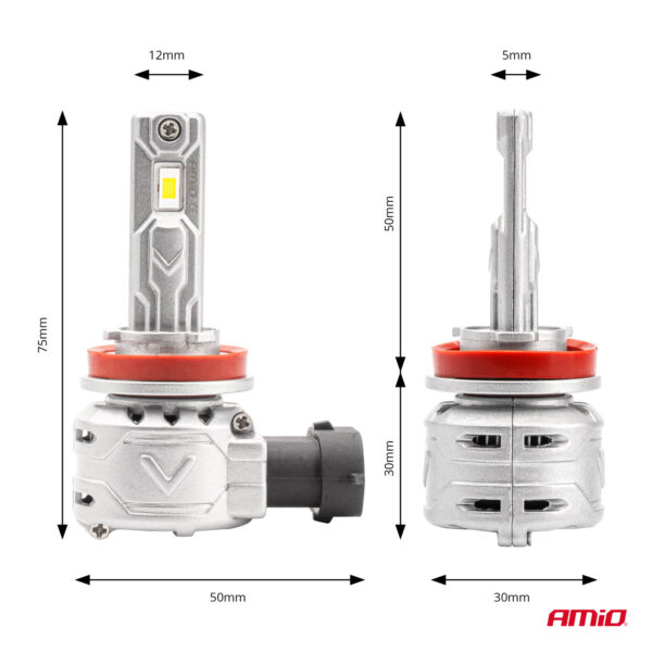 Amio ΛΑΜΠΕΣ LED H8/H9/H11 10-16V 72W 6.500K 7920lm CAN-BUS (ΑΝΕΜΙΣΤΗΡΑΚΙ) X2 SERIES AMIO - 2ΤΕΜ. - Image 3