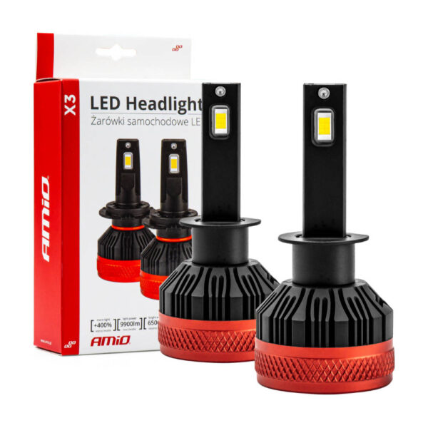 Amio ΛΑΜΠΕΣ LED H1 9-16V 92W 6.500K 9900lm CANBUS ΜΕ ΑΝΕΜΙΣΤΗΡΑΚΙ X3 SERIES AMIO - 2ΤΕΜ.