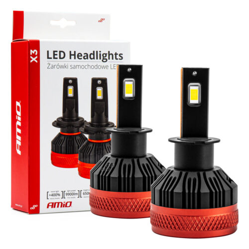 Amio ΛΑΜΠΕΣ LED H3 10-16V 90W 6.500K 9900lm CAN BUS (ME ΑΝΕΜΙΣΤΗΡΑΚΙ) X3 SERIES AMIO – 2ΤΕΜ.