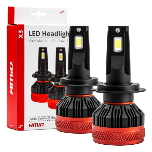 Amio ΛΑΜΠΕΣ LED H7 9-16V 90W 6.500K 9900lm CAN BUS (ME ΑΝΕΜΙΣΤΗΡΑΚΙ) X3 SERIES AMIO - 2ΤΕΜ.