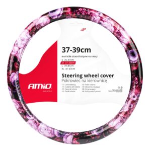 Amio ΚΑΛΥΜΜΑ ΤΙΜΟΝΙΟΥ SWC-47 Μ 37-39cm ΜΑΥΡΟ/ΡΟΖ ΜΕ ΣΧΕΔΙΟ ΛΟΥΛΟΥΔΙΑ AMIO - 1 ΤΕΜ.
