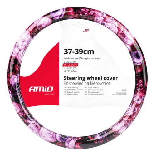 Amio ΚΑΛΥΜΜΑ ΤΙΜΟΝΙΟΥ SWC-47 Μ 37-39cm ΜΑΥΡΟ/ΡΟΖ ΜΕ ΣΧΕΔΙΟ ΛΟΥΛΟΥΔΙΑ AMIO – 1 ΤΕΜ.
