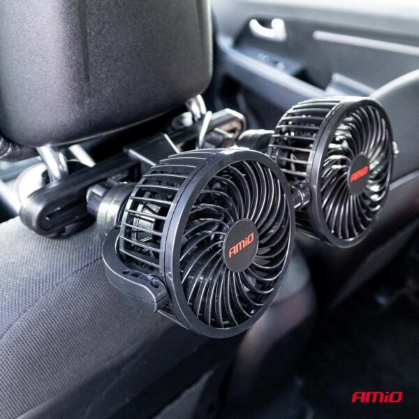 Amio ΑΝΕΜΙΣΤΗΡΑΣ ΔΙΠΛΟΣ 12V 2χ4''(10,8cm) ΜΕ ΦΙΣ ΑΝΑΠΤΗΡΑ 2 ΤΑΧΥΤΗΤΩΝ & ΣΤΗΡΙΞΗ ΣΤΟ ΠΡΟΣΚΕΦΑΛΟ ΑMiO - 1 TEM. - Image 2