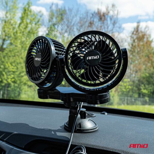 Amio ΑΝΕΜΙΣΤΗΡΑΣ ΔΙΠΛΟΣ 24V 2χ4''(10,8cm) ΜΕ ΦΙΣ ΑΝΑΠΤΗΡΑ 2 ΤΑΧΥΤΗΤΩΝ ΜΕ ΒΕΝΤΟΥΖΑ PRO SERIES AMIO ΑΜΙΟ - 1 ΤΕΜ. - Image 2