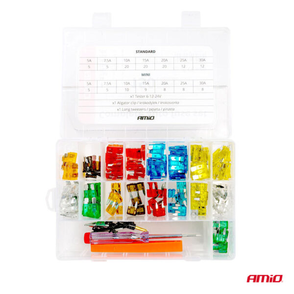 Amio ΑΣΦΑΛΕΙΕΣ STANDARD/MICRO ΜΕ ΔΟΚΙΜΑΣΤΙΚΟ ΚΑΤΣΑΒΙΔΙ 6-24V & ΕΡΓΑΛΕΙΟ ΑΦΑΙΡΕΣΗΣ SET ΑΜΙΟ - 150 ΤΕΜ. - Image 3