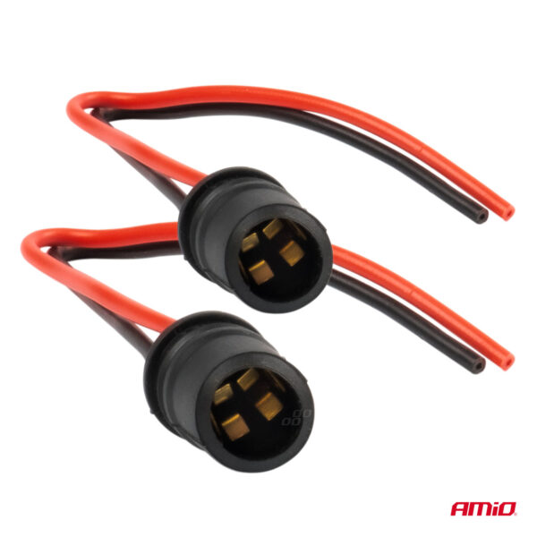 Amio ΦΙΣΑ 12/24V  ΓΙΑ ΛΑΜΠΕΣ T10/ W5W/ W3W/ W16W ME ΚΑΛΩΔΙΟ ΑΜΙΟ - 2 ΤΕΜ. - Image 2