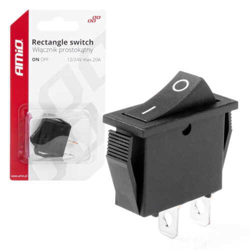 Amio ΔΙΑΚΟΠΤΗΣ ON/OFF  2 ΕΠΑΦΩΝ 12V 20A 10mm x 26mm ΜΑΥΡΟΣ  ΑΜΙΟ – 1 ΤΕΜ.