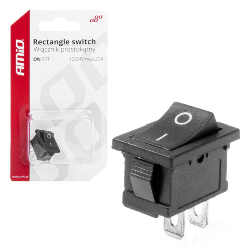 Amio ΔΙΑΚΟΠΤΗΣ ON/OFF 3 ΕΠΑΦΩΝ 12V 20A 12mm x 19mm ΜΑΥΡΟΣ  ΑΜΙΟ – 1 ΤΕΜ.