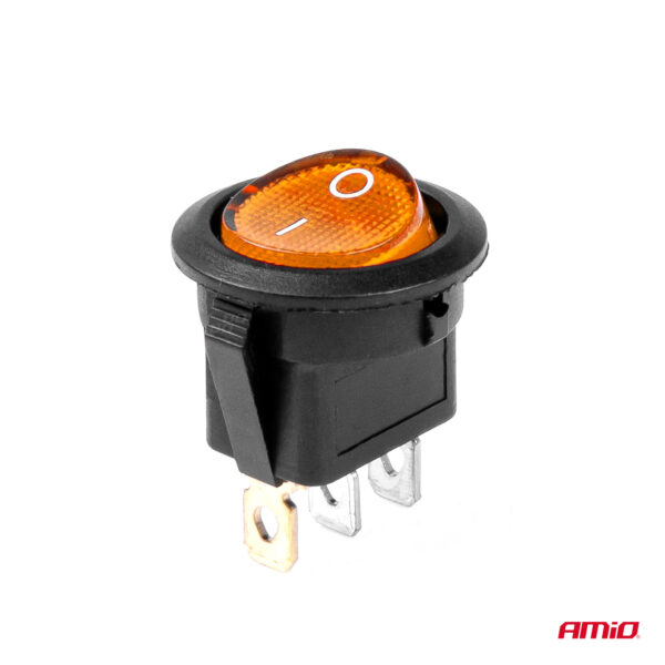 Amio ΔΙΑΚΟΠΤΗΣ ON/OFF 3 ΕΠΑΦΩΝ 12/24V 20A ΣΤΡΟΓΓΥΛΟΣ ΜΕ ΚΙΤΡΙΝΟ ΦΩΤΙΣΜΟ  ΑΜΙΟ - 1 ΤΕΜ. - Image 2