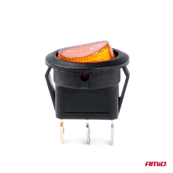 Amio ΔΙΑΚΟΠΤΗΣ ON/OFF 3 ΕΠΑΦΩΝ 12/24V 20A ΣΤΡΟΓΓΥΛΟΣ ΜΕ ΚΙΤΡΙΝΟ ΦΩΤΙΣΜΟ  ΑΜΙΟ - 1 ΤΕΜ. - Image 3