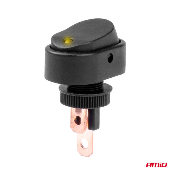 Amio ΔΙΑΚΟΠΤΗΣ ON/OFF 3 ΕΠΑΦΩΝ ΜΕ LED ΚΙΤΡΙΝΟ 12/24V Φ12mm 30A ΜΕ ΣΠΕΙΡΩΜΑ ΟΒΑΛ ΑΜΙΟ - 1 ΤΕΜ. - Image 2
