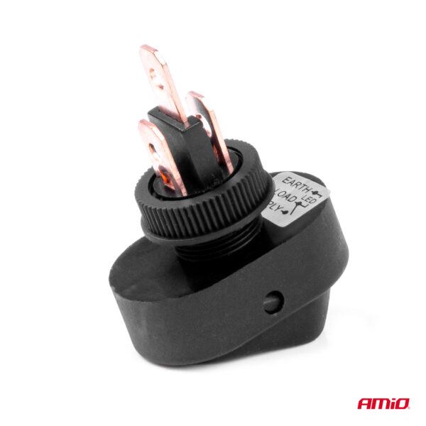 Amio ΔΙΑΚΟΠΤΗΣ ON/OFF 3 ΕΠΑΦΩΝ ΜΕ LED ΚΟΚΚΙΝΟ12/24V Φ12mm 30A ΜΕ ΣΠΕΙΡΩΜΑ ΟΒΑΛ ΑΜΙΟ - 1 ΤΕΜ. - Image 4