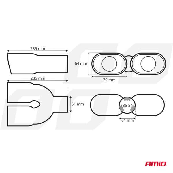 Amio ΑΚΡΟ (ΜΠΟΥΚΑ) ΕΞΑΤΜΙΣΗΣ ΔΙΠΛΗ ΑΠΟΛΗΞΗ MT-025 235x157mm Φ36-54mm ΑΜΙΟ - 1 ΤΕΜ. - Image 4