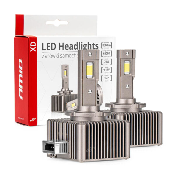 Amio ΛΑΜΠΕΣ LED ΜΕ ΨΥΚΤΡΑ D1S/D1R 9-16V 70W 6.500K 8600lm XD SERIES AMIO - 2 ΤΕΜ.