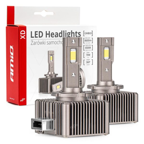 Amio ΛΑΜΠΕΣ LED D8S 9>16V 70W 6.500K 8600lm (ΜΕ ΨΥΚΤΡΑ) XD SERIES ΑΜΙΟ - 2 ΤΕΜ.