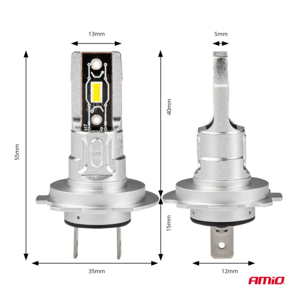 Amio ΛΑΜΠΕΣ LED H7 H-SERIES 12>24V 50W 6500K 2225lm +200% CSP LED  AMiO - 2 TEM. - Image 4