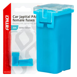 Amio ΑΣΦΑΛΕΙΕΣ JapVal PAL ΜΙΝΙ 14mm ΘΗΛΥΚΕΣ 20A ΣΕ ΓΑΛΑΖΙΟ ΧΡΩΜΑ AMIO - 2 Τεμ.