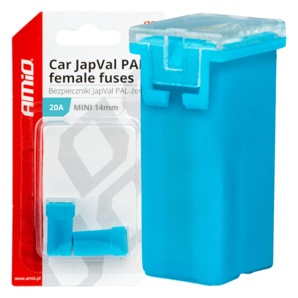 Amio ΑΣΦΑΛΕΙΕΣ JapVal PAL ΜΙΝΙ 14mm ΘΗΛΥΚΕΣ 20A ΣΕ ΓΑΛΑΖΙΟ ΧΡΩΜΑ AMIO - 2 Τεμ.