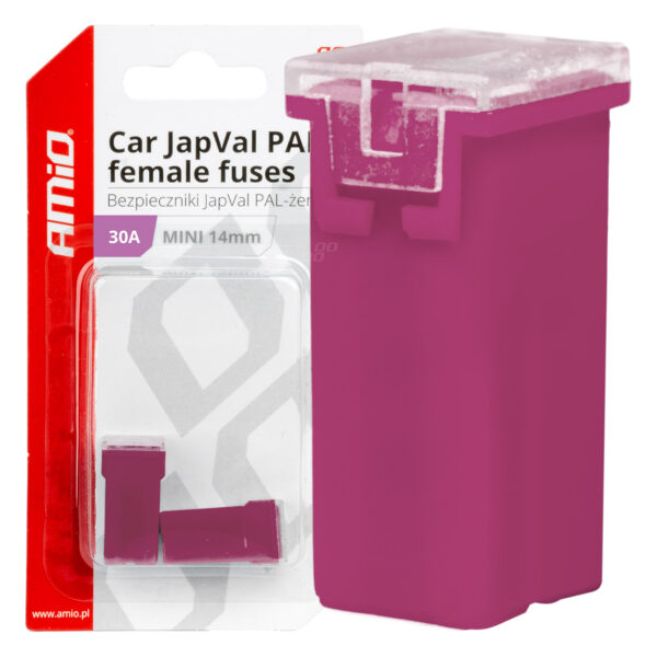 Amio ΑΣΦΑΛΕΙΕΣ JapVal PAL ΜΙΝΙ 14mm ΘΗΛΥΚΕΣ 30A ΣΕ ΜΩΒ ΧΡΩΜΑ AMIO - 2 Τεμ.