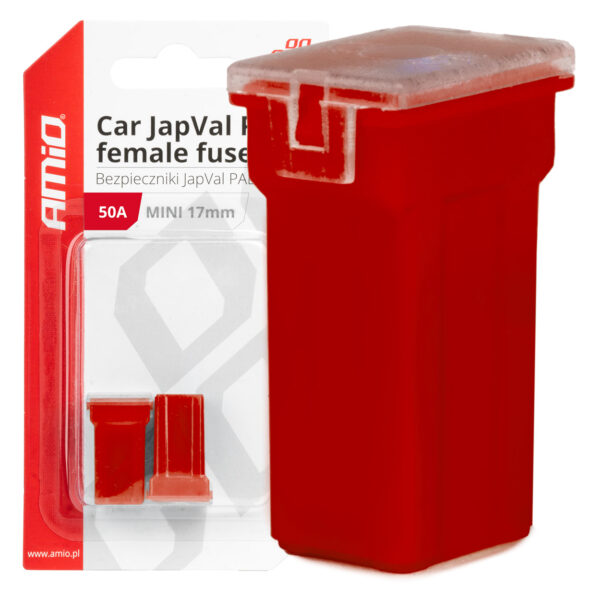 Amio ΑΣΦΑΛΕΙΕΣ JapVal PAL ΜΙΝΙ 17mm ΘΗΛΥΚΕΣ 50A ΣΕ ΚΟΚΚΙΝΟ ΧΡΩΜΑ AMIO - 2 Τεμ.