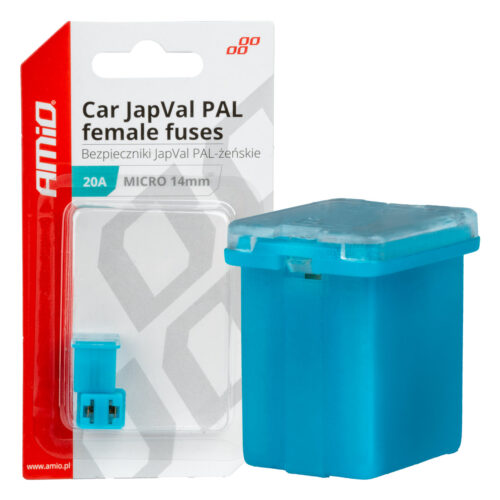 Amio ΑΣΦΑΛΕΙΕΣ JapVal PAL ΜICRO 14mm ΘΗΛΥΚΕΣ 20A ΣΕ ΓΑΛΑΖΙΟ ΧΡΩΜΑ AMIO – 2 Τεμ.