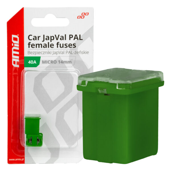 Amio ΑΣΦΑΛΕΙΕΣ JapVal PAL ΜICRO 14mm ΘΗΛΥΚΕΣ 40A ΣΕ ΠΡΑΣΙΝΟ ΧΡΩΜΑ AMIO - 2 Τεμ.