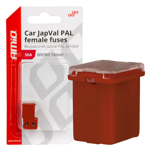 Amio ΑΣΦΑΛΕΙΕΣ JapVal PAL ΜICRO 14mm ΘΗΛΥΚΕΣ 50A ΣΕ ΚΟΚΚΙΝΟ ΧΡΩΜΑ AMIO - 2 Τεμ.