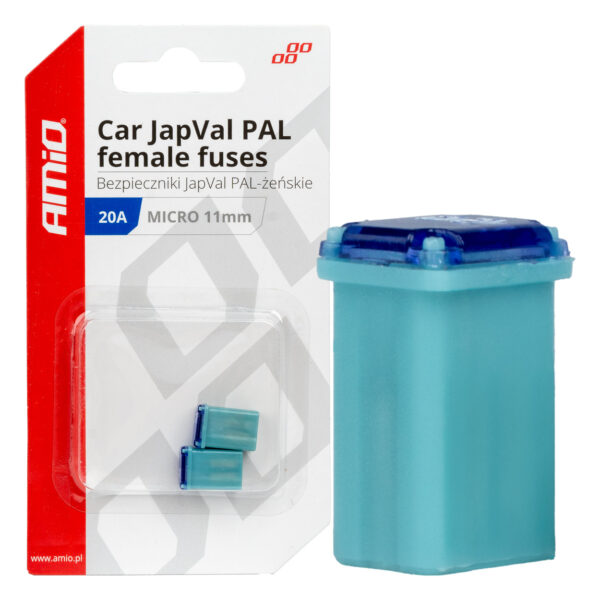 Amio ΑΣΦΑΛΕΙΕΣ JapVal PAL ΜICRO 11mm ΘΗΛΥΚΕΣ 20A ΣΕ ΓΑΛΑΖΙΟ ΧΡΩΜΑ AMIO - 2 Τεμ.