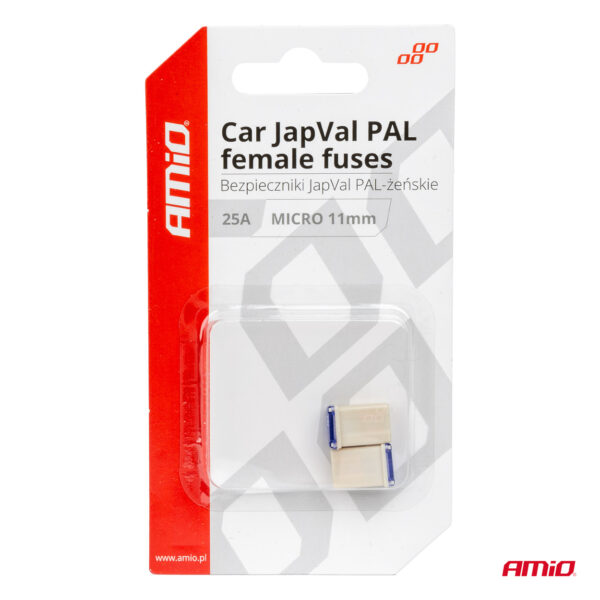 Amio ΑΣΦΑΛΕΙΕΣ JapVal PAL ΜICRO 11mm ΘΗΛΥΚΕΣ 25A ΣΕ ΛΕΥΚΟ ΧΡΩΜΑ AMIO - 2 Τεμ. - Image 3